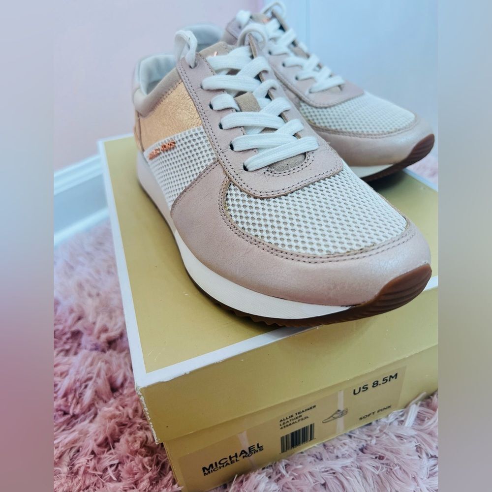 Michael Kors Allie Leather Trainers Rose Gold size 8.5 - Picture 8 of 8